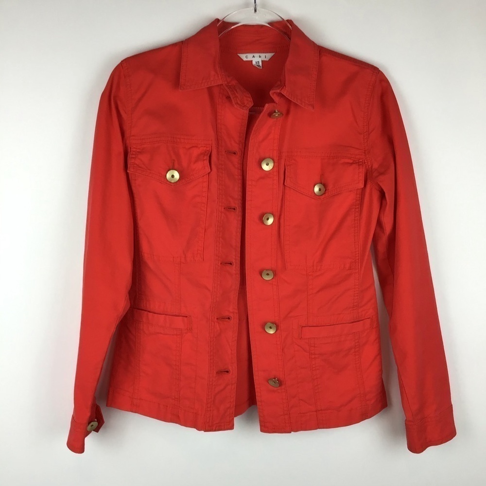 CAbi Taylor Coral Ruffle Back Jacket l XS